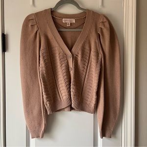Philosophy Button Down Puff Sleeve Sweater Cardigan